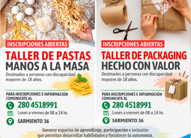 ♿ TRELEW: ABRIERON LAS INSCRIPCIONES PARA DOS TALLERES DESTINADOS A PERSONAS CON DISCAPACIDAD
